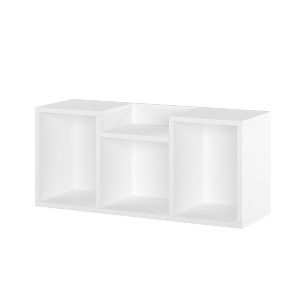 Way Basics Stacking 3 Cubby Bookcase Storage Unit, White