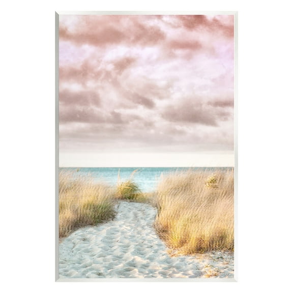 Stupell Industries Beach Path with Pink Sky Landscape Photography Unframed Art Print Wall Art, 10 x 15