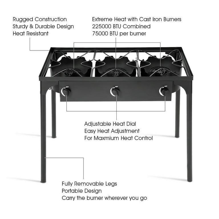  Goplus - Hornillo portátil de gas propano para exteriores,  quemador de hierro fundido con patas desmontables para camping : Deportes y  Actividades al Aire Libre