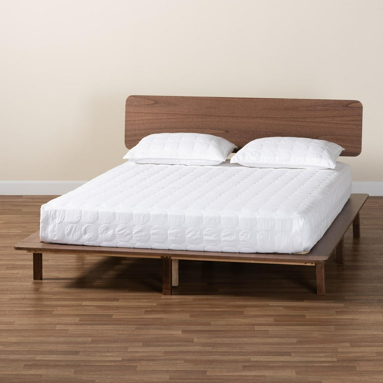 Baxton Studio Alyssa Japandi Platform Bed, King, Walnut Brown