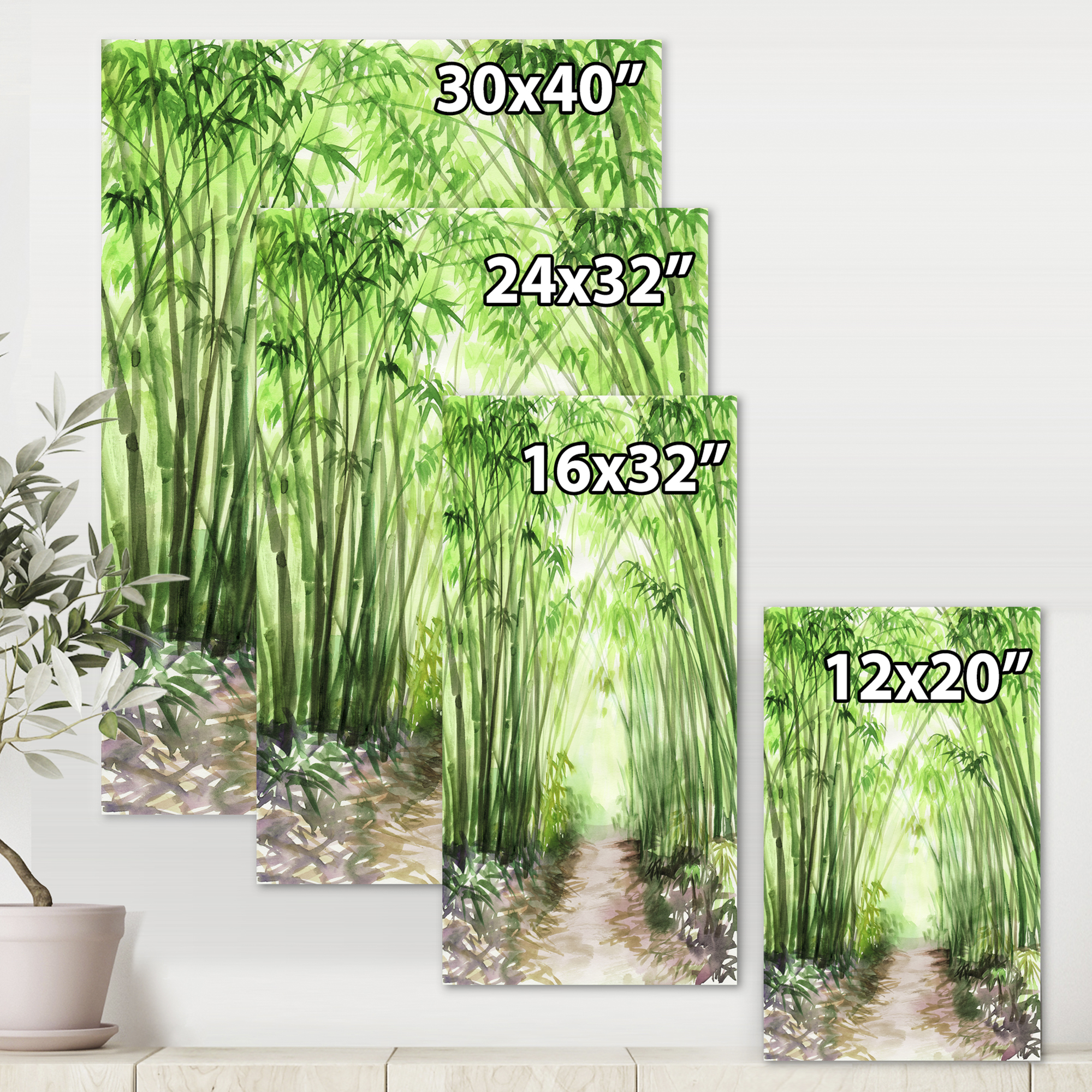 Designart ' Little Road Through Bamboo Forest ' Traditional Canvas Wall Art Print