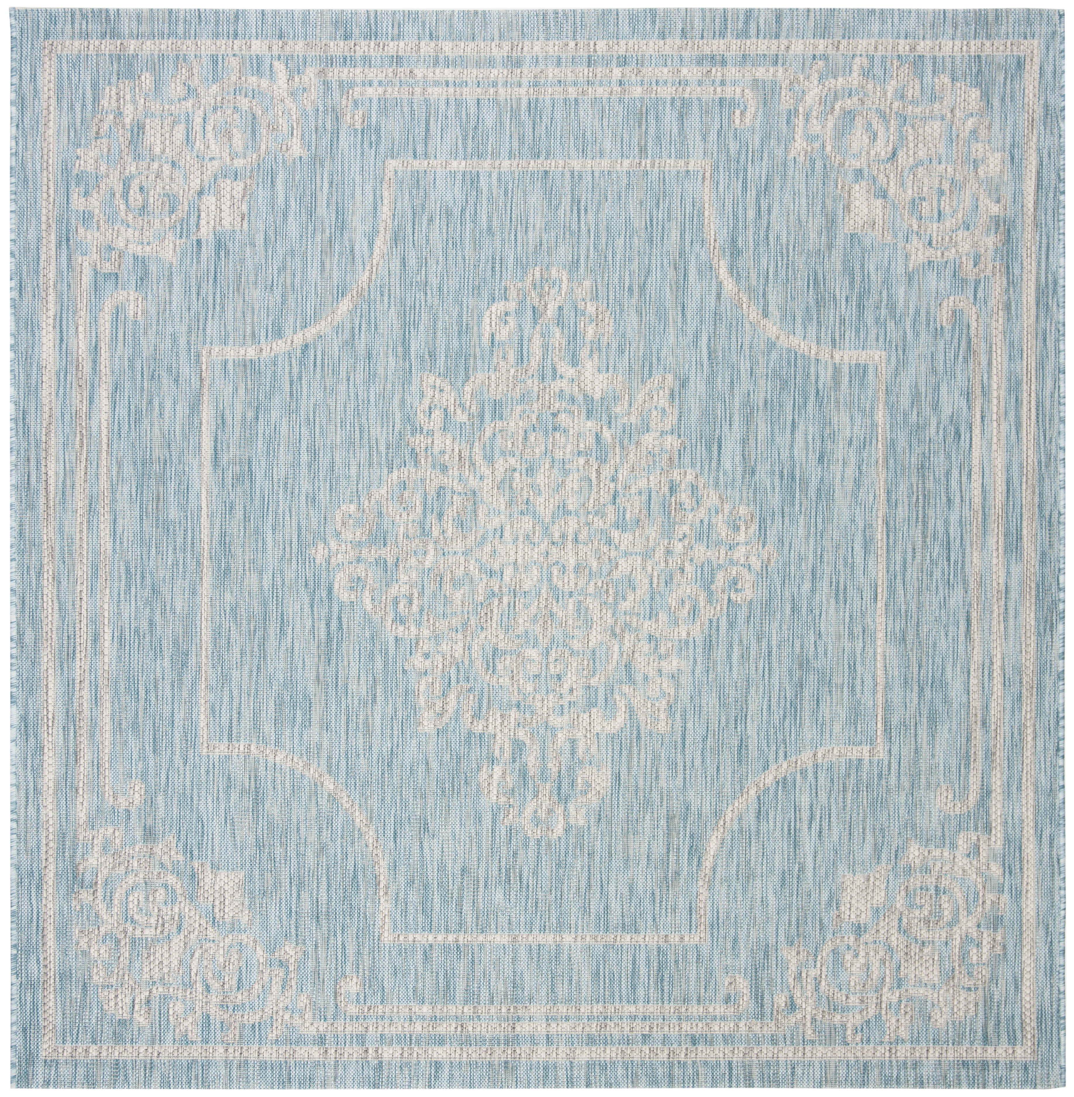 Safavieh Courtyard Lula Oriental Indoor/Outdoor Area Rug, Aqua/Gray, 6'7" x 6'7" Square