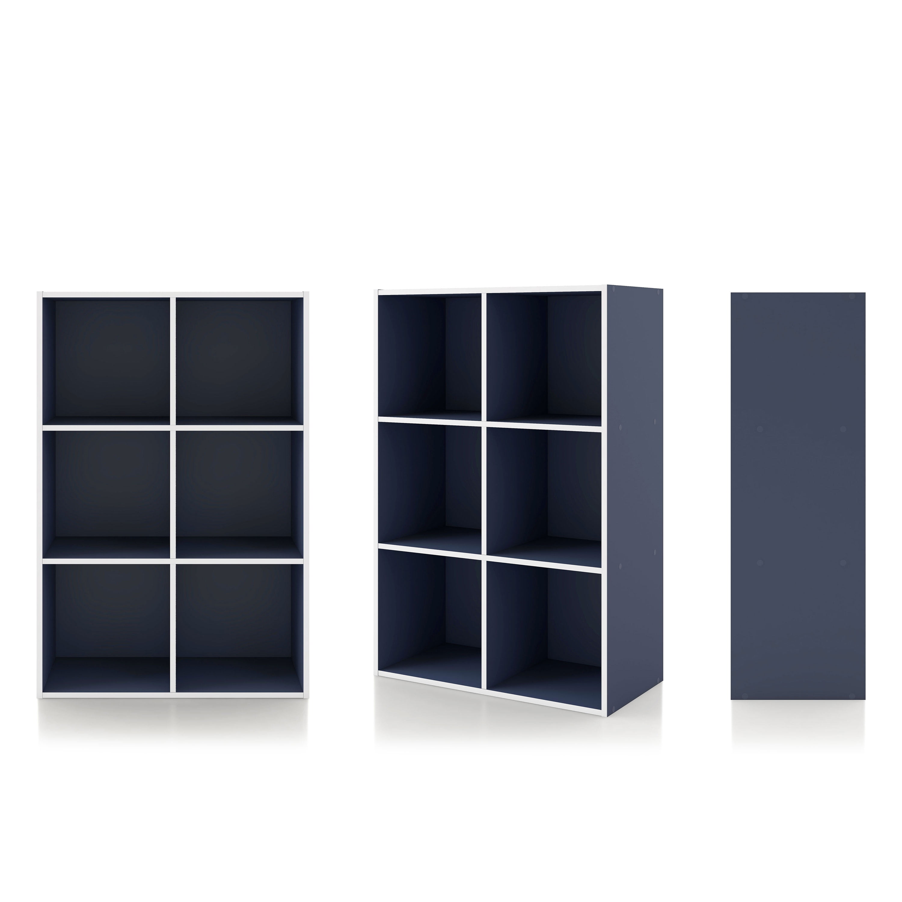 Join Stackable 6-Cube Wood Steel Blue Bookcase