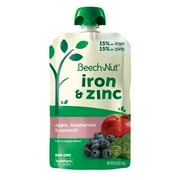 Beech-Nut Iron & Zinc Stage 4 Toddler Baby Food, Apple Blueberry & Spinach, 3.5 oz Pouch