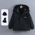thumbnail image 2 of FAVIPT Girls Waterproof Jacket Fall Winter Boys Zip Up Windproof Hooded Jackets Fleece Lined Outdoor Coat with Zipper Pockets Black,9-10Years, 2 of 8