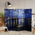 thumbnail image 6 of Red Lantern 4 ft. Short Double Sided Works of Van Gogh Canvas Folding Screen - Irises/Starry Night Over Rhone, 6 of 8