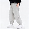 thumbnail image 4 of HAYIMI Toddler Pants Boys Casual Jogger Pants Elastic Ankle Cargo Trousers Kids Youth Teenage Boys Loose Fit Comfortable Outdoor School Wear Relaxed Fit Solid Color Daily Slacks, 4 of 5