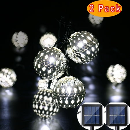 2pack Qedertek Outdoor Garden Lighting Solar String Lights 11ft 10 2pack Qedertek Outdoor Garden Lighting Solar String Lights 11ft 10 Led Moroccan Ball Fairy Globe Lantern