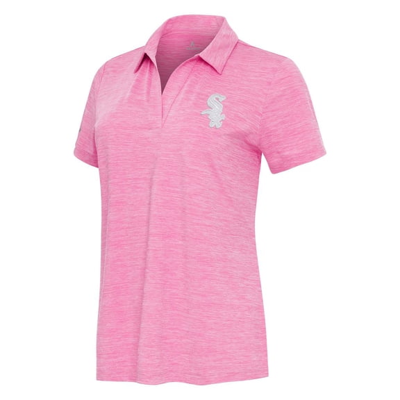 Women's Antigua Heather Pink Chicago White Sox Layout V-Neck Polo