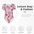 thumbnail image 4 of Fotbe Strawberry Popsicle Women's Crew Neck Short Sleeves Bodysuit Tops Round Neck Slim Sleeveless Soft Comfortable Basic-Small, 4 of 7