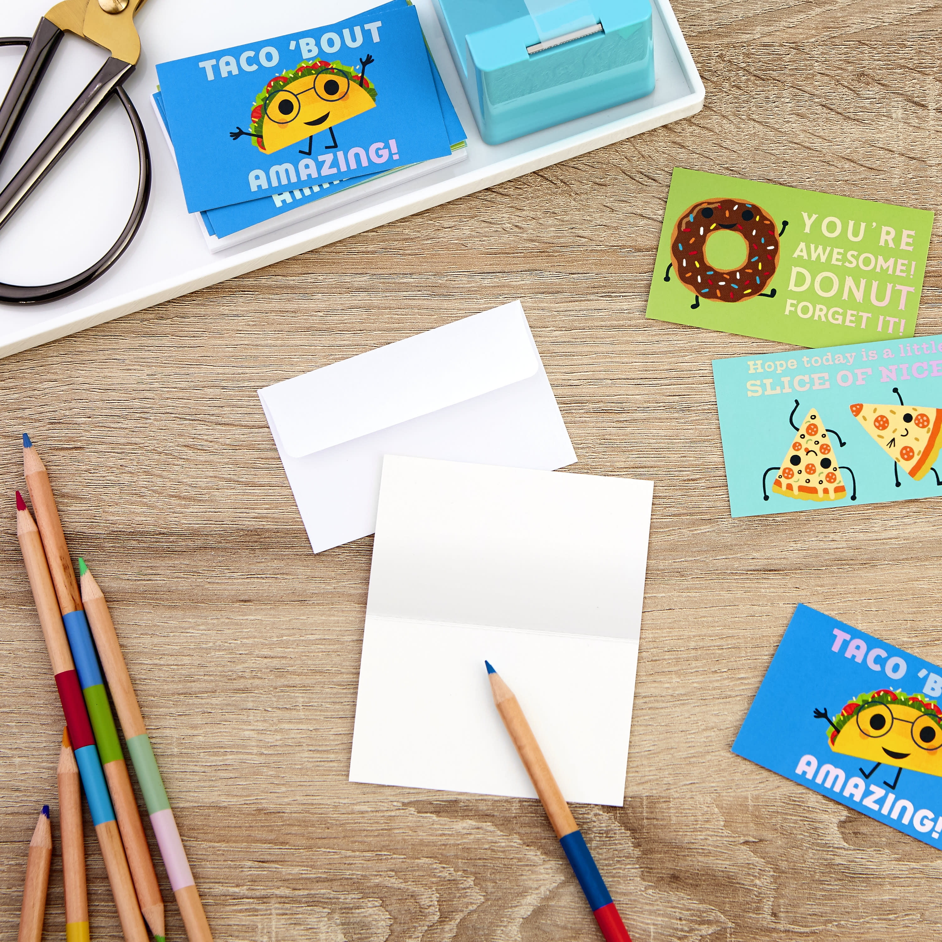Hallmark Multicolored Mini Note, Foodie Fun (Cards with Envelopes) 12 Count