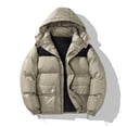 thumbnail image 2 of Jackets for Men Jackets Winter Warm Solid Color Casual Loose Plus Size Pullover Coats with Pockets,Khaki,XL, 2 of 5