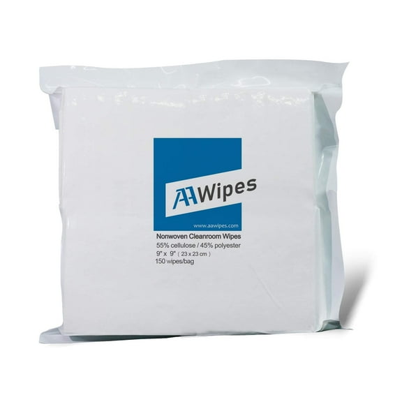 Cleanroom Wipes Nonwoven Wipes Cellulose/Polyester Blend (Grade A, 68 Gram) 9" x 9"for Lab, Electronics, Pharmaceutical, Printing and Semiconductor Industries (Bag of 150 Pcs)