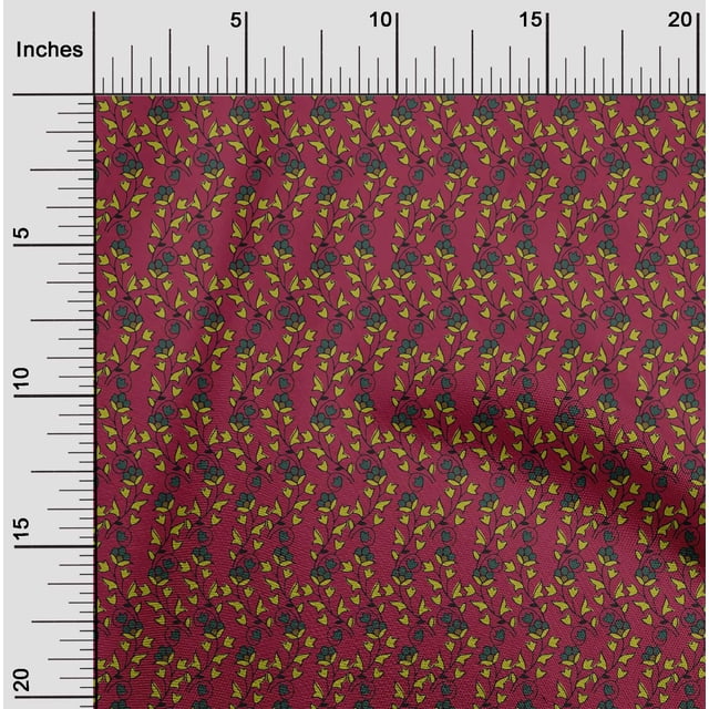 oneOone Georgette Viscose Fabric Leaves & Floral Block Print Fabric BTY 42 Inch Wide