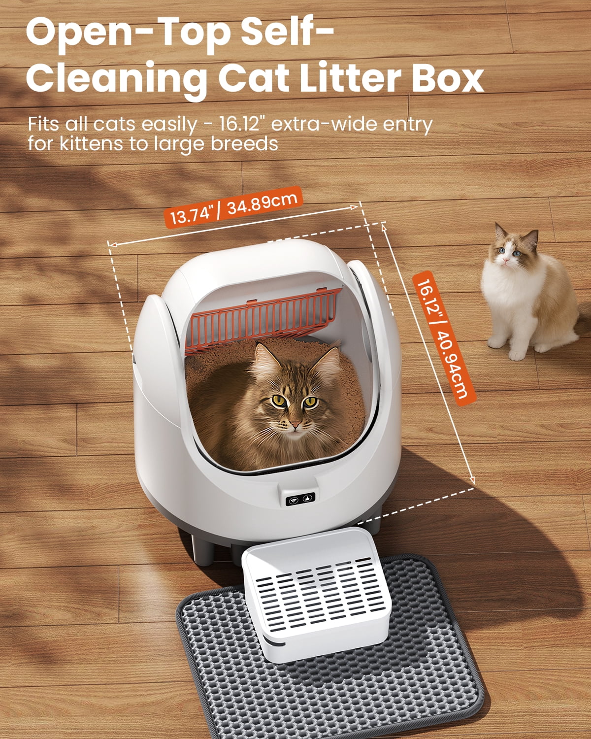 Self Cleaning Litter Box,  for Multi Cat, Odor Removal, Health Monitoring, Large Capacity Litter Box，App+ Panel Control，Ultra-Quiet Motor