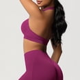 thumbnail image 6 of QIUOMBBP Sports Bras for Women Halter Seamless Padded Workout Bralettes Solid Color Open Back Yoga Gym Cropped Tops, Hot Pink, XXL, 6 of 10