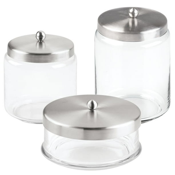 mDesign Glass Storage Apothecary Jar for Bathroom, Set of ...