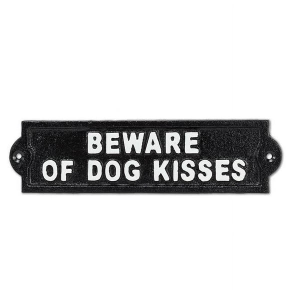 Abbott Collection AB-27-IRONAGE-474 9 in. Beware of Dog Kisses Sign, Black