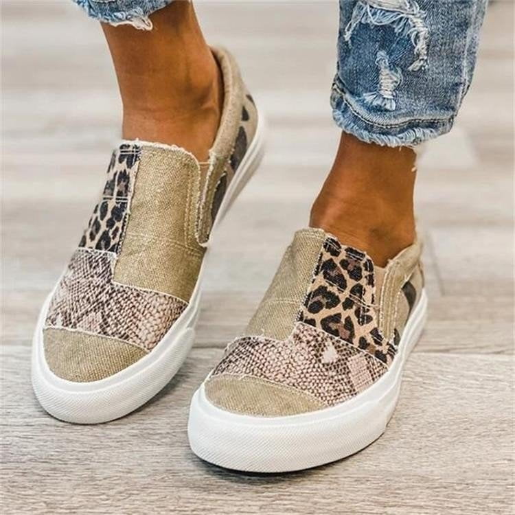 Canvas Running Shoes Cute Cat Heads Flowers Butterflies On Canvas Slip-on Casual Printing Comfortable Low Top Sports Shoes for Women