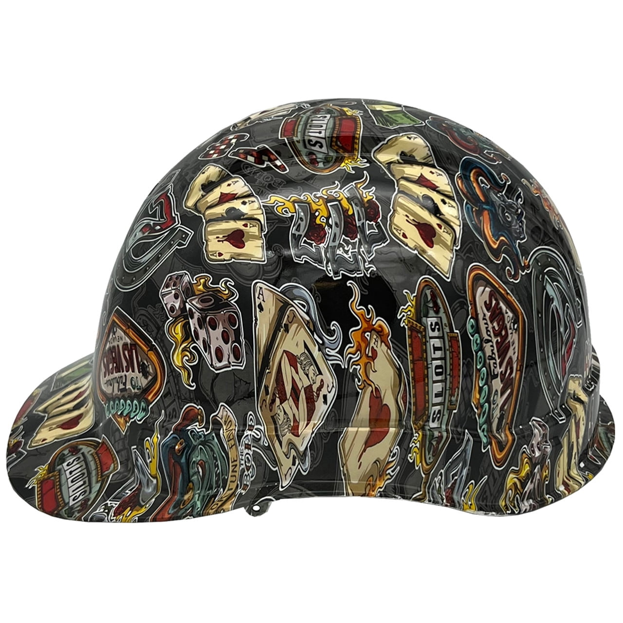 Vegas Baby Hydro Dipped Hard Hats Cap Style Design with 4 Pt Suspension