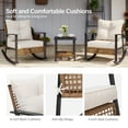 thumbnail image 3 of LAUSAINT HOME 3 Pieces Patio Outdoor Conversation Set with 2-Tier Coffee Table, PE Wicker Rocking Chairs with Beige Cushions, 3 of 8