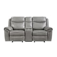 thumbnail image 3 of Pemberly Row Traditional Faux Leather Double Glider Reclining Loveseat in Gray, 3 of 9