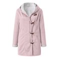 thumbnail image 3 of yardsong Women's Pea Coats for Winter Hoodies Fleece Jackets Soft Fuzzy Long Outwear Casual Sherpa Jacket Horn Button Overcoats Pink,XXXXXL, 3 of 8