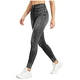 thumbnail image 2 of Favoffer Women's Imitation Denim Yoga Pants High Waist Tight Fit Hip Lifting Tummy Control Stretch Casual Trousers Outdoor Fitness Activewear, 2 of 7