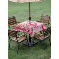 thumbnail image 3 of Outdoor Tablecloth with Umbrella Hole and Zipper, Valentine's Day Square Table Cloth 54x54 Inch Waterproof Tablecloth, Pink Love Gnomes Roses Ombre Romantic Picnic Table Cover for Patio Camping, 3 of 7
