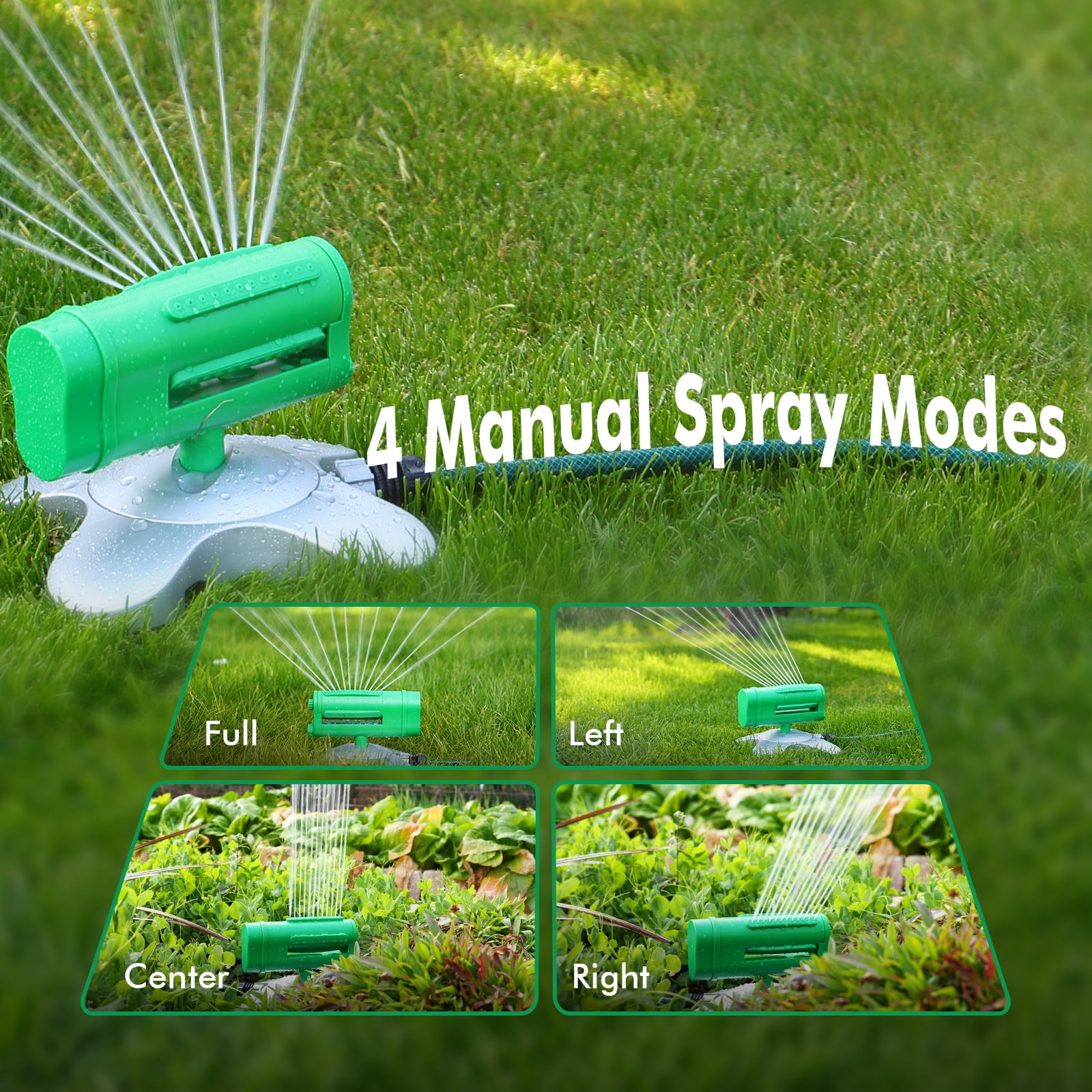 Restmo 3200 Sq.Ft Oscillating Sprinkler for Lawn and Garden with Rotating Base, 4-Way Adjustable Watering Patterns, For Large Yard and Newly Seeded Areas
