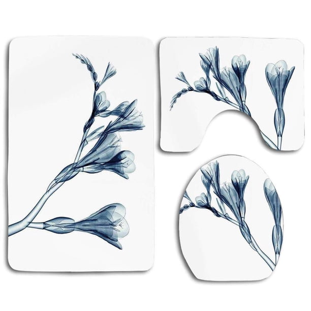 ABPHQTO Radiografía floral de la flor del estilo ultravioleta de la flor de la radiografía que adorna el hogar moderno 3 piezas Alfombra de baño Alfombra de contorno y tapa de inodoro ABPHQTO Cont-CHAPPLE-4281