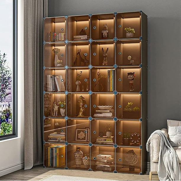 DIY Cube Bookcase Storage Organizer,Plastic Closet with Doors,Modular  Storage Cabinet,Utility Storage Display Cabinet Bookshelf for Office Living  Room24 Cubes 145x37x217cm(57x15x85inch) 
