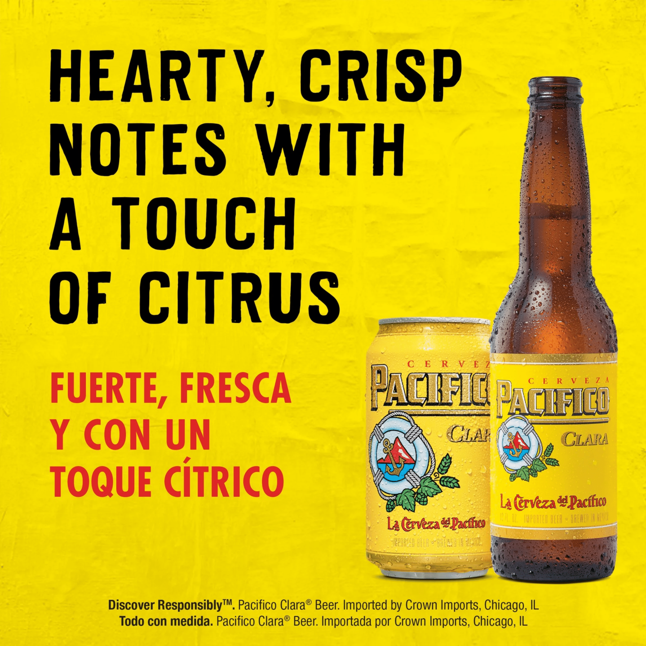Pacifico Clara Lager Mexican Beer 12oz Glass Bottles  6 Pack 4.4% ABV
