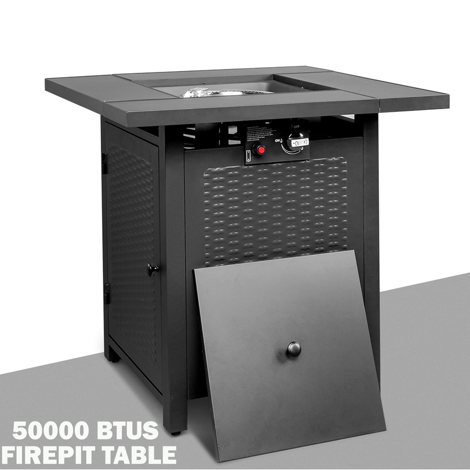 Seizeen 28" Propane Fire Table for Outside, Square 50000 BTU Gas Fire Pit Outdoor Patio Heating with Volcanic Stone
