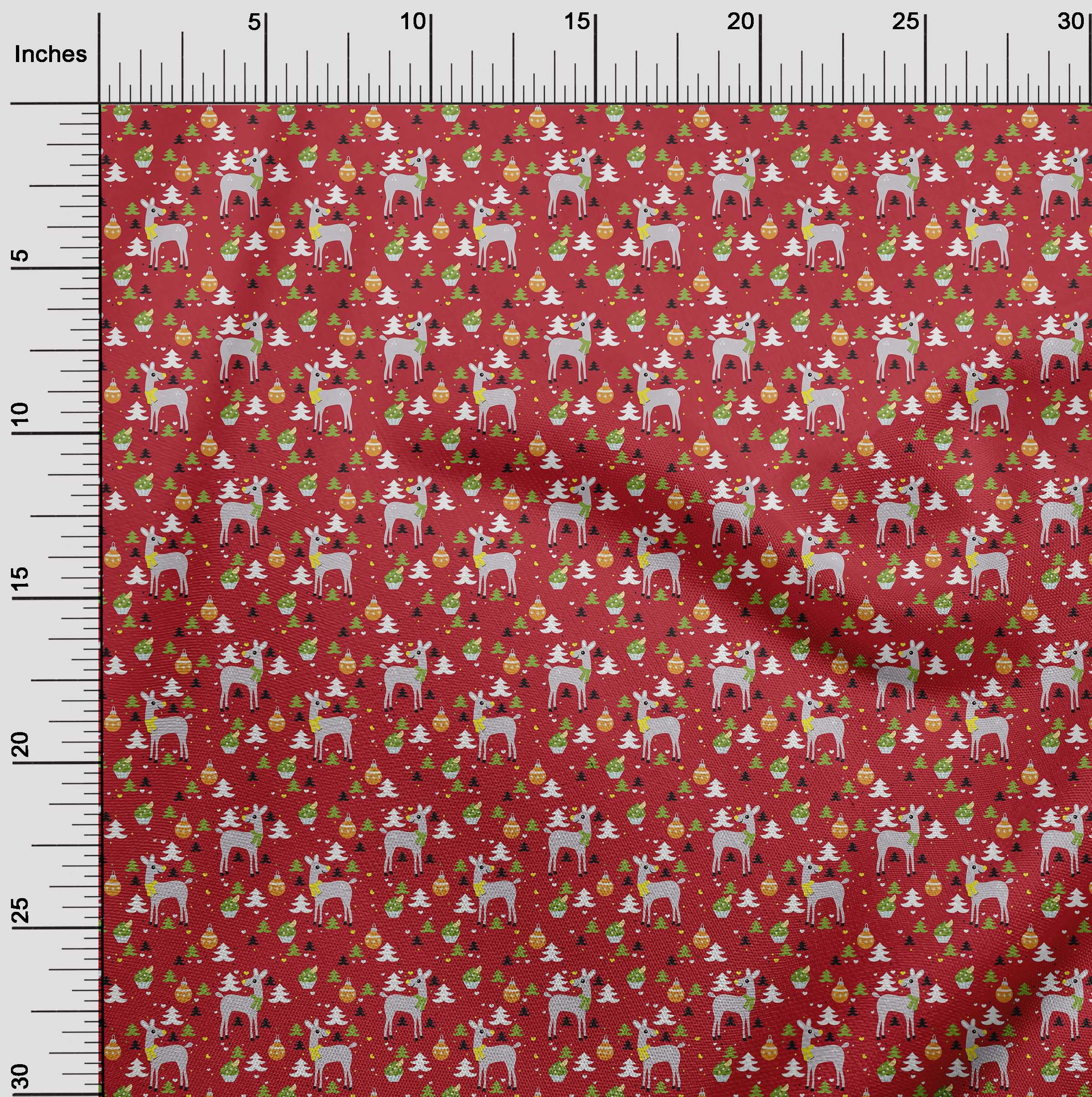 oneOone Cotton Jersey Red Fabric Christmas Dress Material Fabric Print Fabric By The Yard 58 Inch Wide