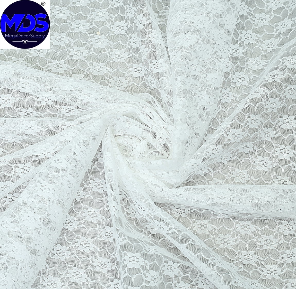 1M Embroidered Lace Floral Fabric Material DIY Wedding Dress Curtain Decor Trims