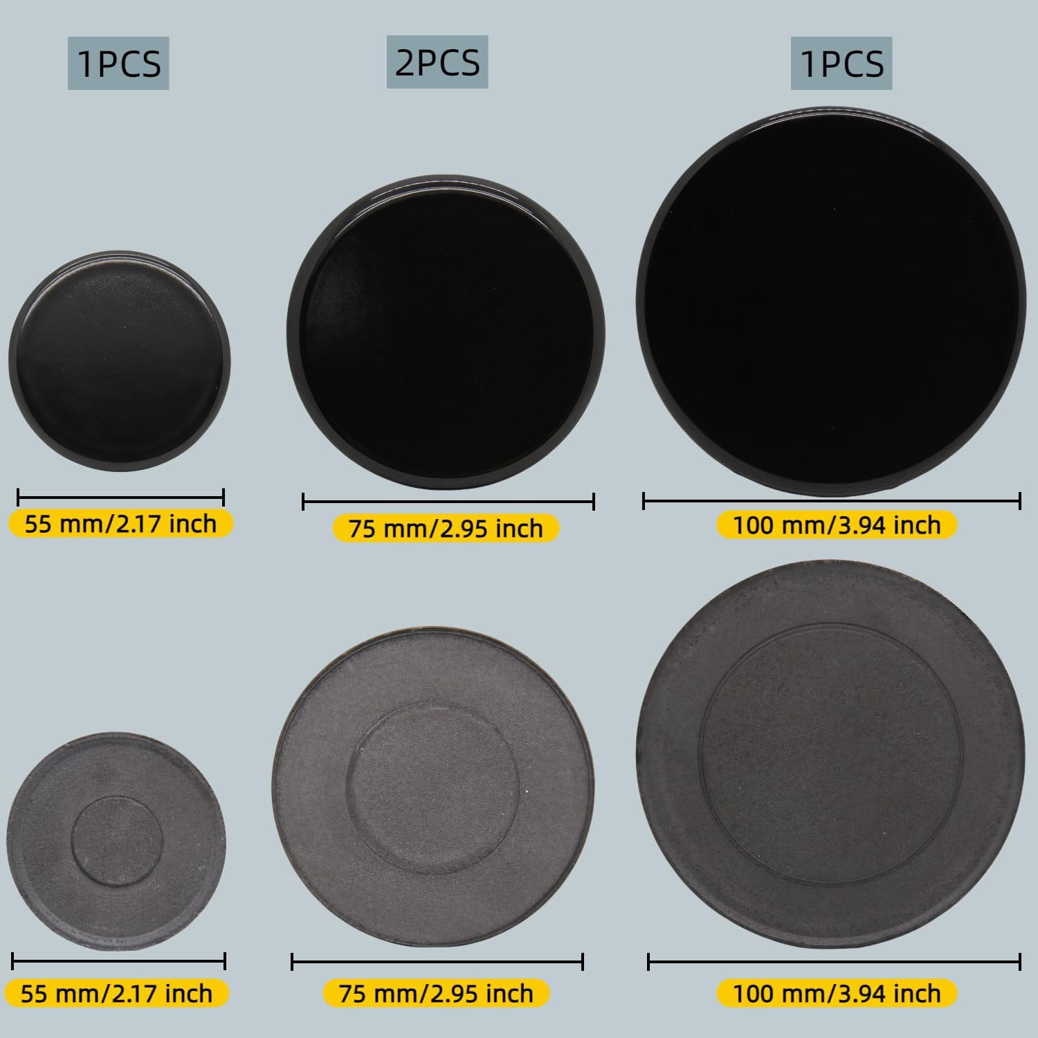 ABCISI 4-piece Gas Stove Burner Caps Covers Set, Compatible Flame Caps for Cooking, Prevent Flame Overflow with Safety and Combustion Efficiency for Various Stovetops (1Large,2Middle,1Small) (Flat)