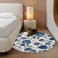 thumbnail image 2 of Round Rugs 4Ft, Navy Blue Floral Round Area Rug Washable Indoor Throw Carpet, Spring Retro Botanical Flowers Soft Non Slip Circle Rug for Kitchen Nursery Room Home Decor Aesthetic, 2 of 8