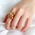 thumbnail image 2 of Minimalist Ball Statement Ring for Women Men Gold Plated Stainless Steel Layered 3 Round Balls Open Wrap Finger Rings Comfort Fit Geometric Unique Christmas Birthday Party Jewelry Gift Size 8, 2 of 7