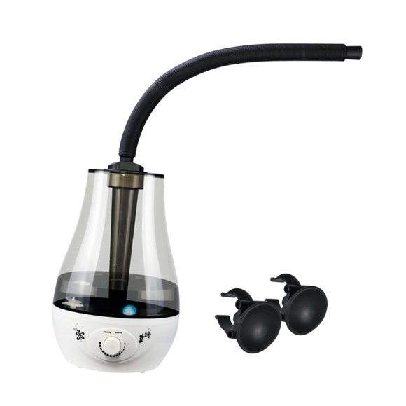 Humidificador para reptiles con manguera telescópica, diseño de llenado inferior, llenado conveniente y negro