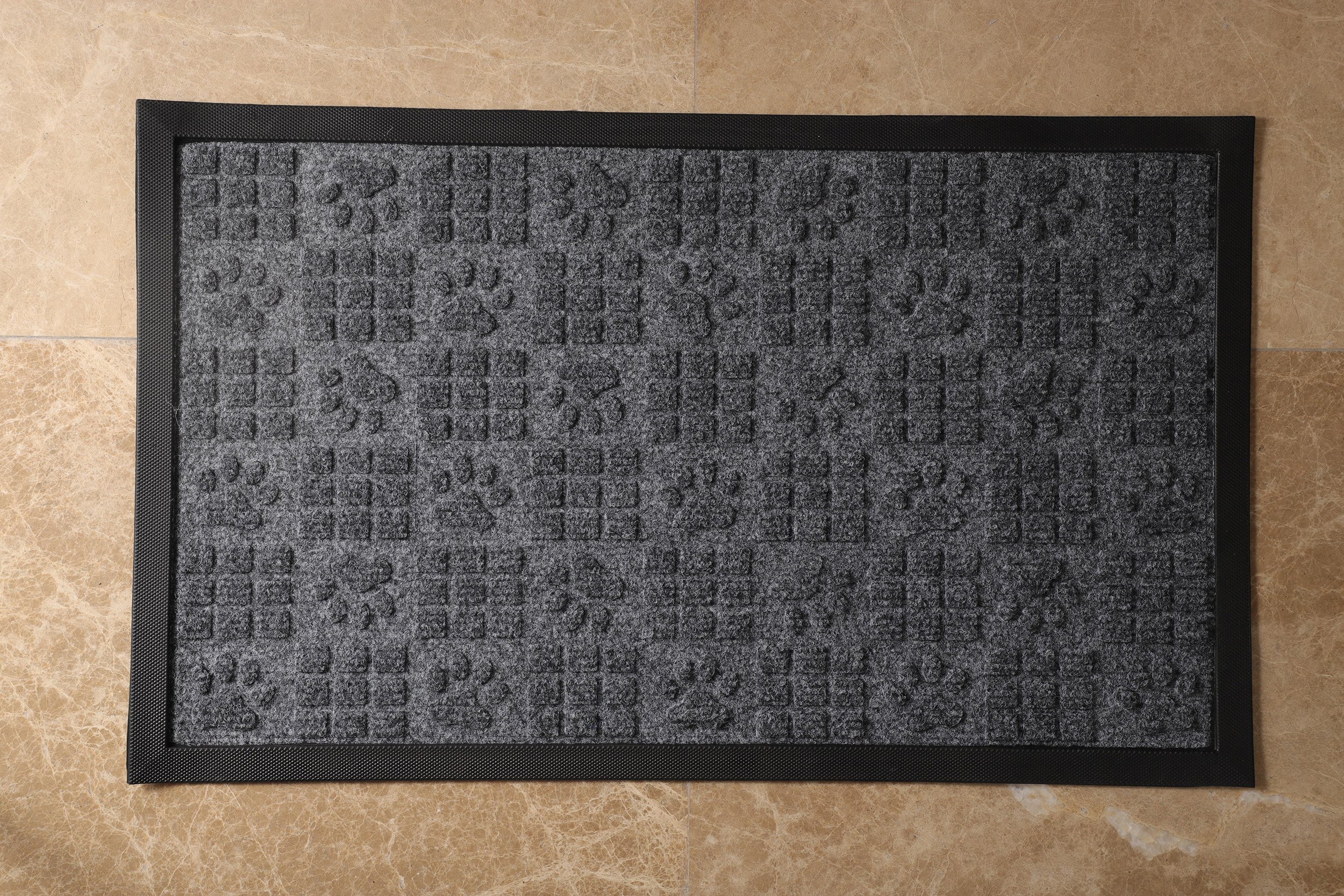 The Rug Hub Paws 30"X18" Indoor Outdoor NonSlip Doormat Grey Walmart