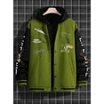 thumbnail image 2 of Faithtur Men Baseball Jacket, Long Sleeve Button Closure Letters Bear Print Contrast Color Varsity Jacket Fall Casual Jacket, 2 of 7
