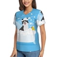 thumbnail image 5 of Yiaed Collie in Bathtub Print Women's T Shirt V-Neck Short Sleeve Shirt Casual Breathable Tee Summer Tops-3X-Large, 5 of 5