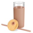 thumbnail image 3 of 20oz Glass Tumbler Glass Water Bottle Straw Silicone Protective Sleeve Bamboo Lid - BPA Free, 3 of 7