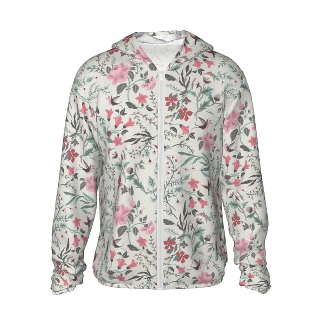 Vsdgher Sweat à Capuche Imprimé Floral Féerique pour Hommes Femmes, Manches Longues Protection Solaire Pêche Course Natation-Petit