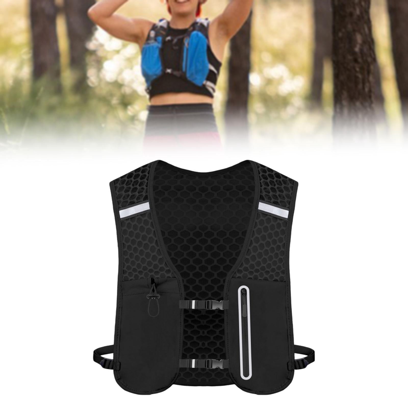 QccHieUs Running Vest Pack 2 L with Adjustable Waistband Outdoor Sports Bag for Women Men black