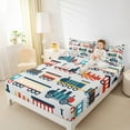 thumbnail image 4 of Castle Fairy Kids Children Teens Kawaii Railway Train Twin Sheet Sets 3pcs,Car Theme Twin Fitted Sheet Microfiber,Transportation Theme Breathable Flat Sheet,Microfiber Bedroom Decor, 4 of 7