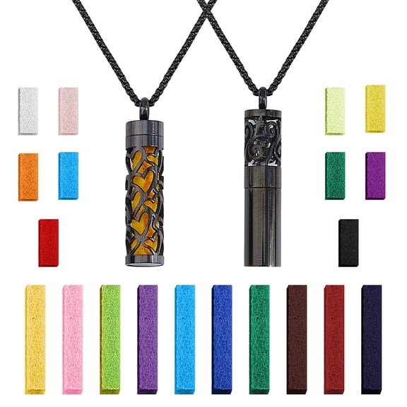 2 Styles Essential Oil Necklaces Perfume Pendant Necklaces with 20 Felt Pads Diffuser Locket Necklace Essential Oil Jewelry Gift DIY