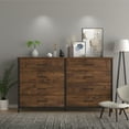 IKENO 8 Drawer Double Dresser, 55 inch Industrial Wood Storage Dressers