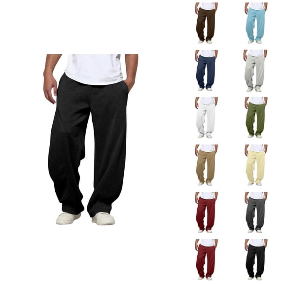 Men's Casual Pants 2025 Elastic Waist Drawstring Plain Baggy Sweatpants with Pockets Trousers